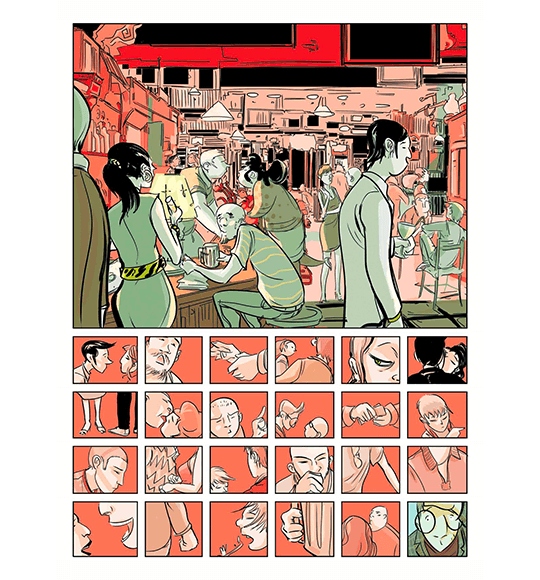 Pagina a fumetti di Stefano Simeone, docente della Scuola Romana dei Fumetti